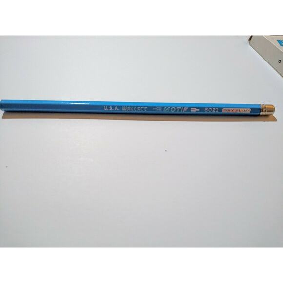 LOT of 3 Wallace Motif Colored Thin Line 6021 Sky Blue Pencils Pedigree Erasers - Picture 3 of 4